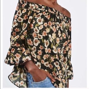 Topshop floral off the shoulder top